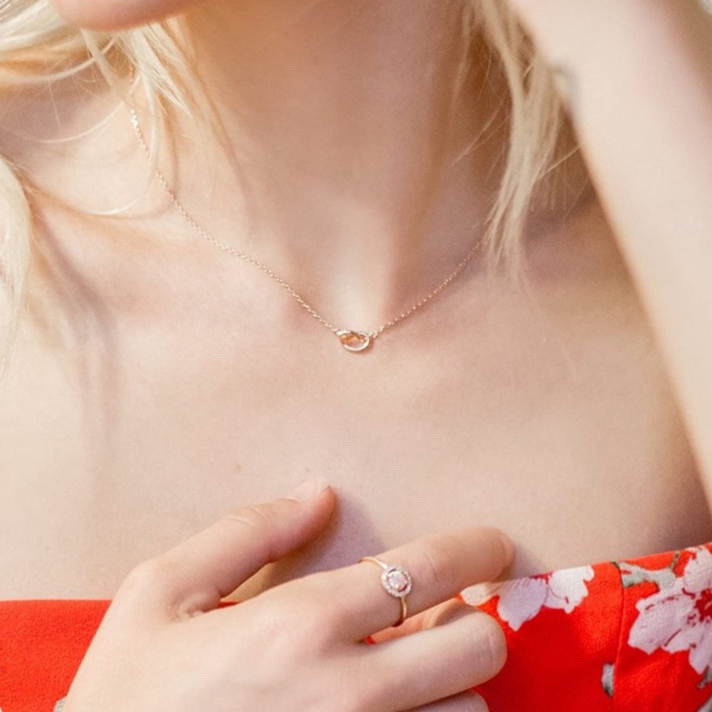14k Rose Gold Plated Love Knot Necklace
